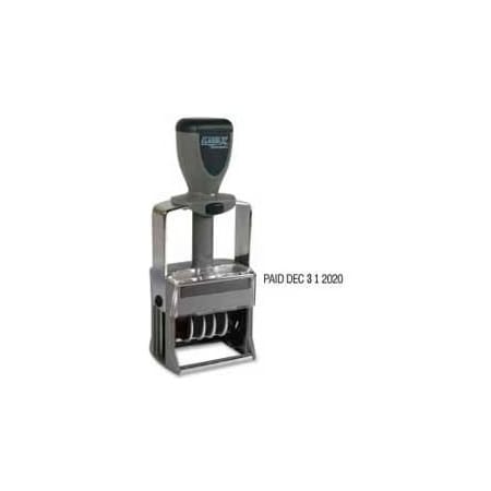 Shachihata Xstamper Classix Self-Inking Message/Date Stamp, 12 Phrases, 10-Year Date Band, Black 40140